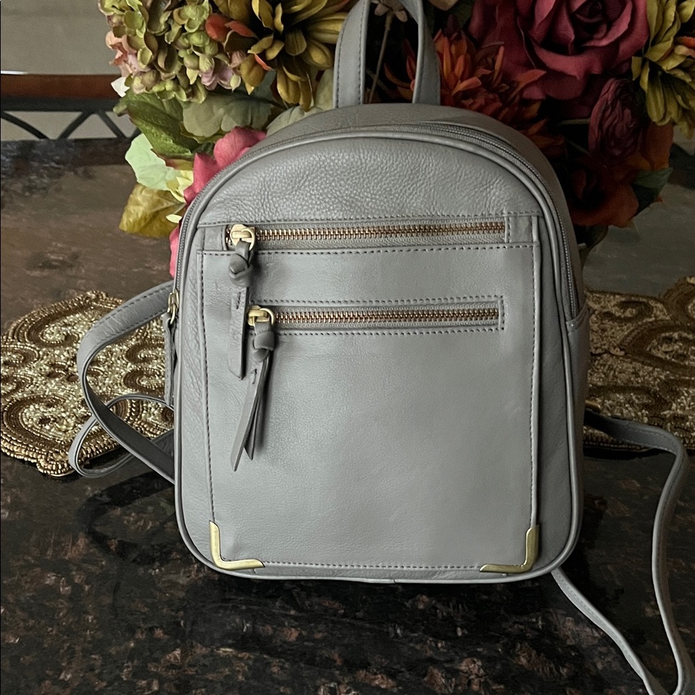 Great American Leather Works Small Gray Leather Backpack